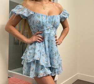 Blue Rain Francesca's Floral Cottage Tiered Chiffon Romper Medium